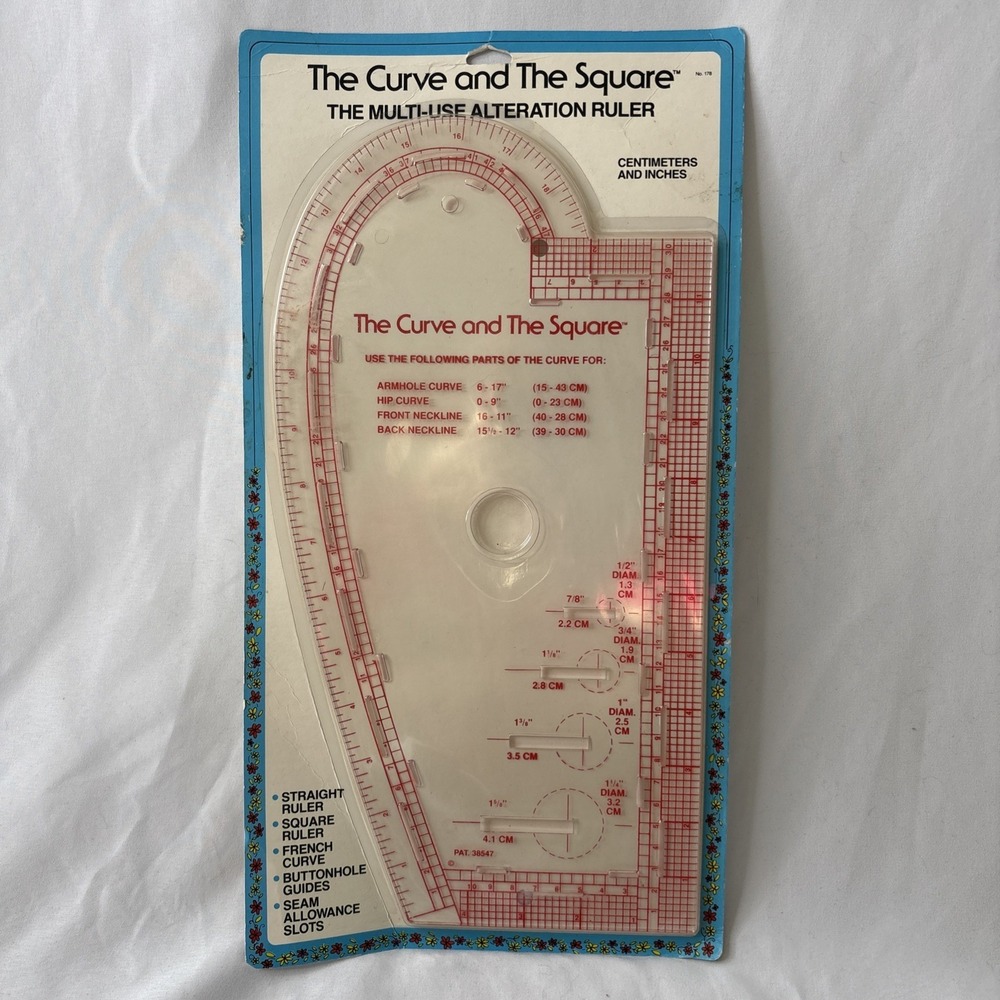 Vtg 1981 The Curve and The Square Sewing Multi Use Alteration Ruler NOS‎ Sealed
